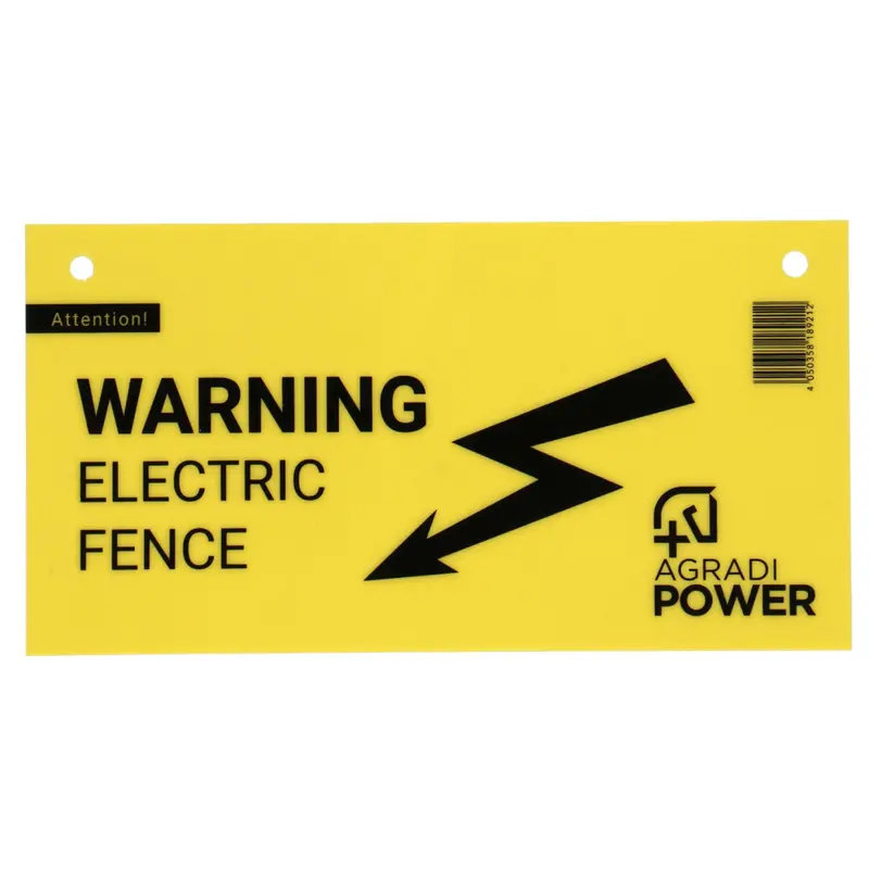Agradi Power Warning Sign: Electric Fencing – Yellow 1