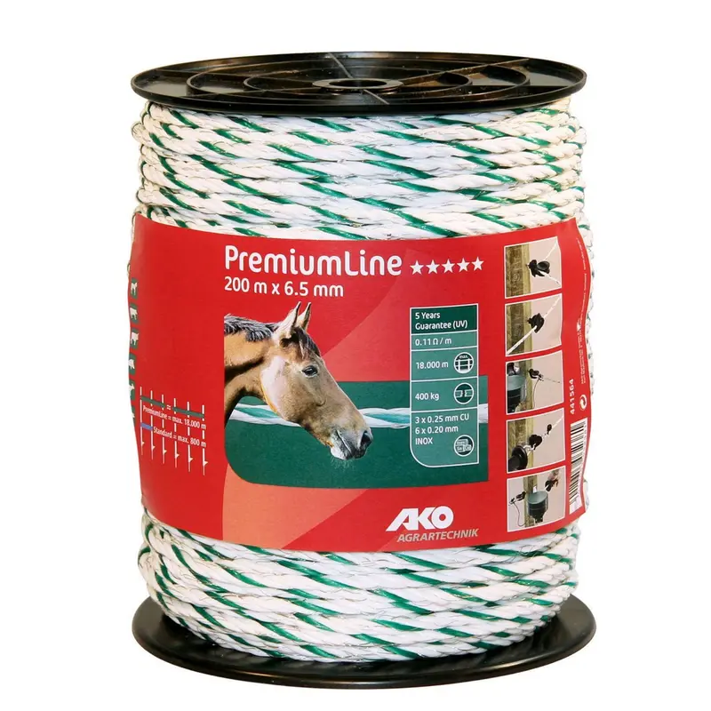 Ako Premiumline Electric Fence Cord – White/Green 1