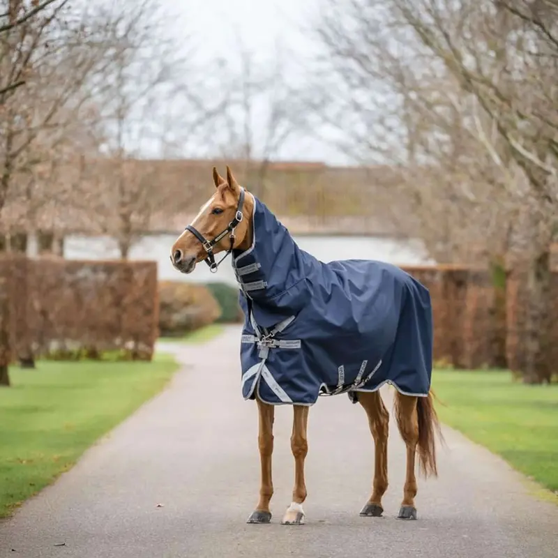 Amigo Integrated 1200D Turnout Blanket – 250G, Navy/Titanium Grey/Silver 1