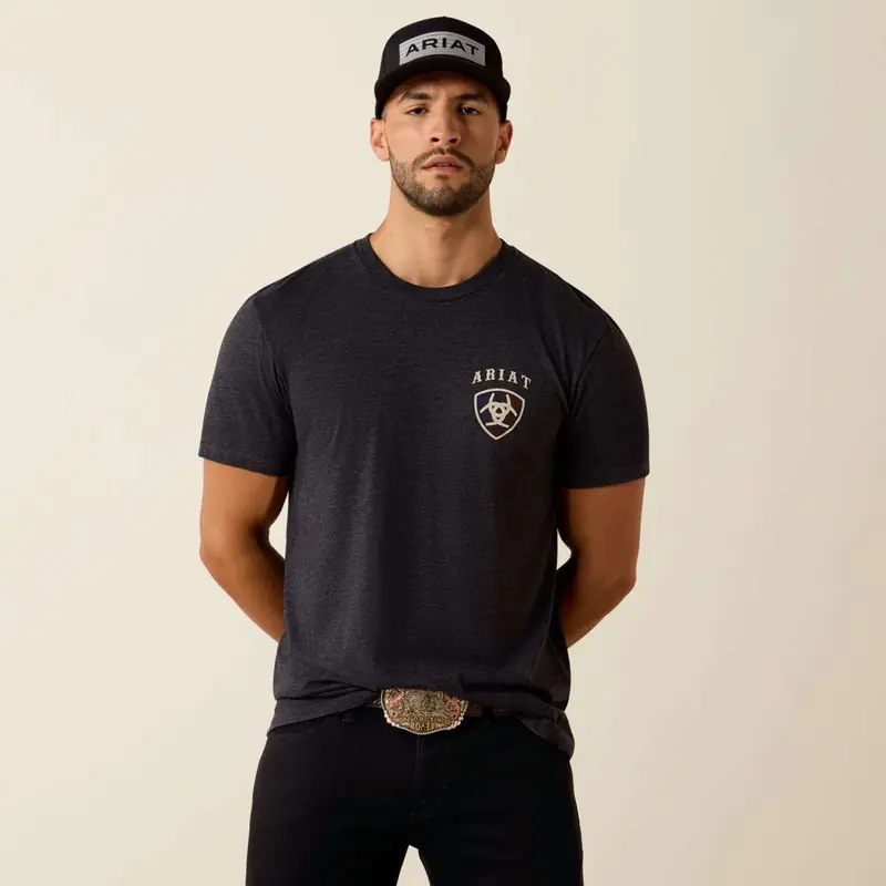 Ariat American Bison Graphic Tee – Charcoal Heather (Men) 1