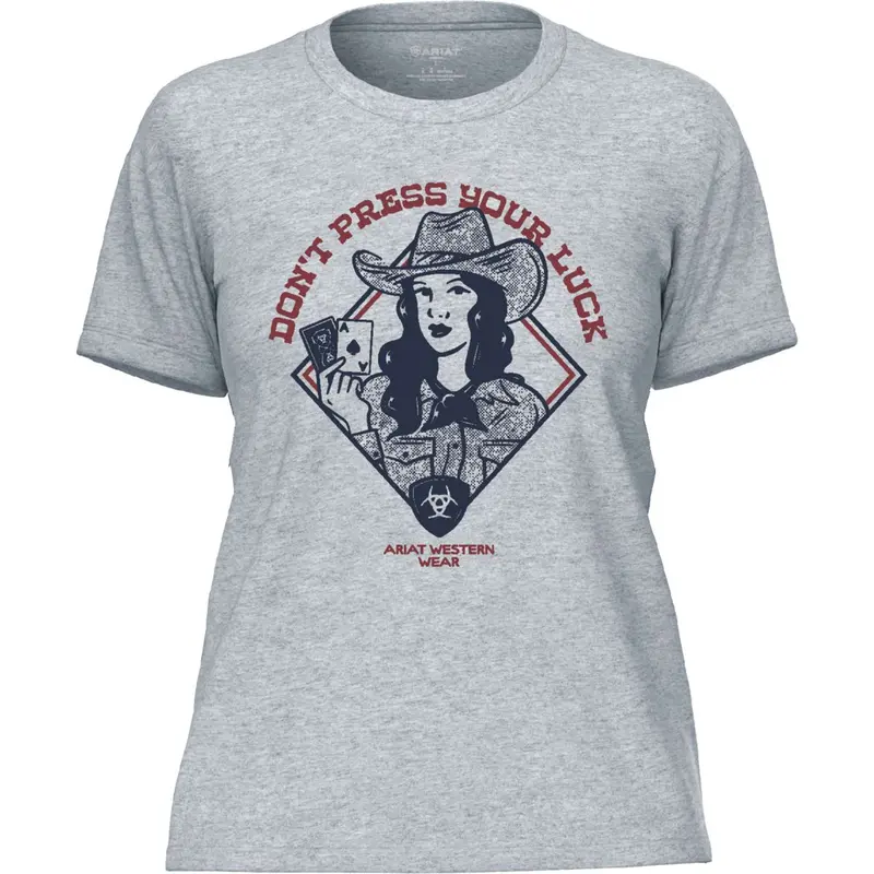 Ariat Don'T Press Your Luck Women'S T-Shirt In Ice Blue 1