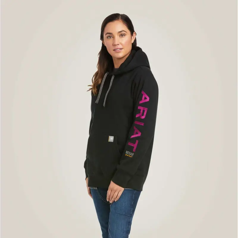 Ariat Rebar Graphic Women'S Hoodie In Black And Purple 1