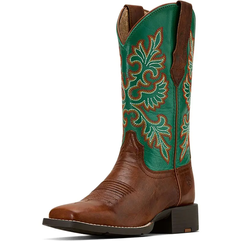 Ariat Women'S Round Up Stretchfit Western Boots – Arizona Brown And Aged Jade 1