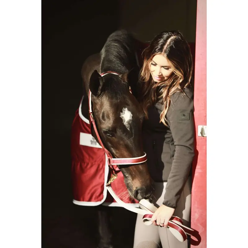 Bucas Dublin Padded Lead Rein – Burgundy And Silver 1