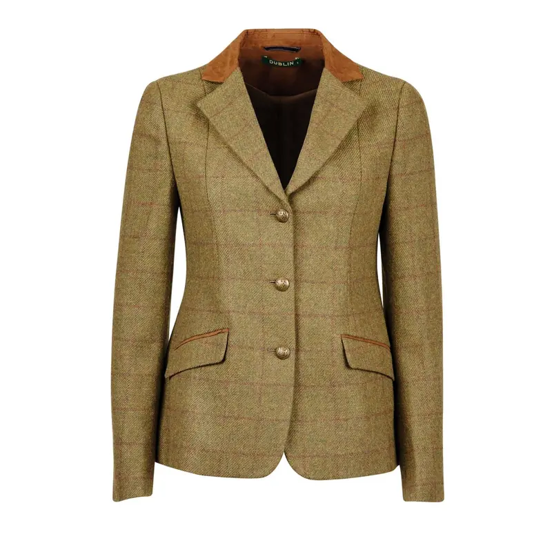 Dublin Albany Tweed Youth Show Jacket With Suede Collar – Brown And Green 1