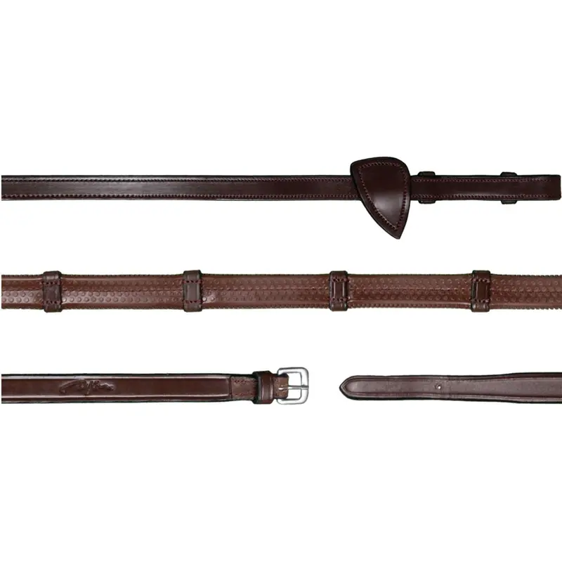 Dyon 7-Loop Reins – New English Collection, Half-Rubber Grip, Brown 1