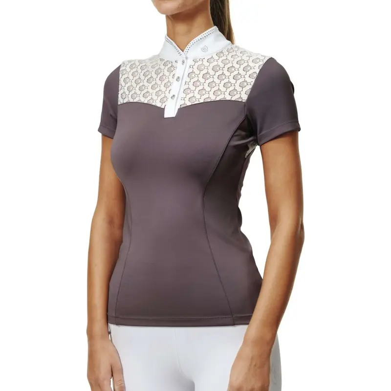 Equestrian Stockholm Crystal Champion Show Shirt – White & Dark Violet 1