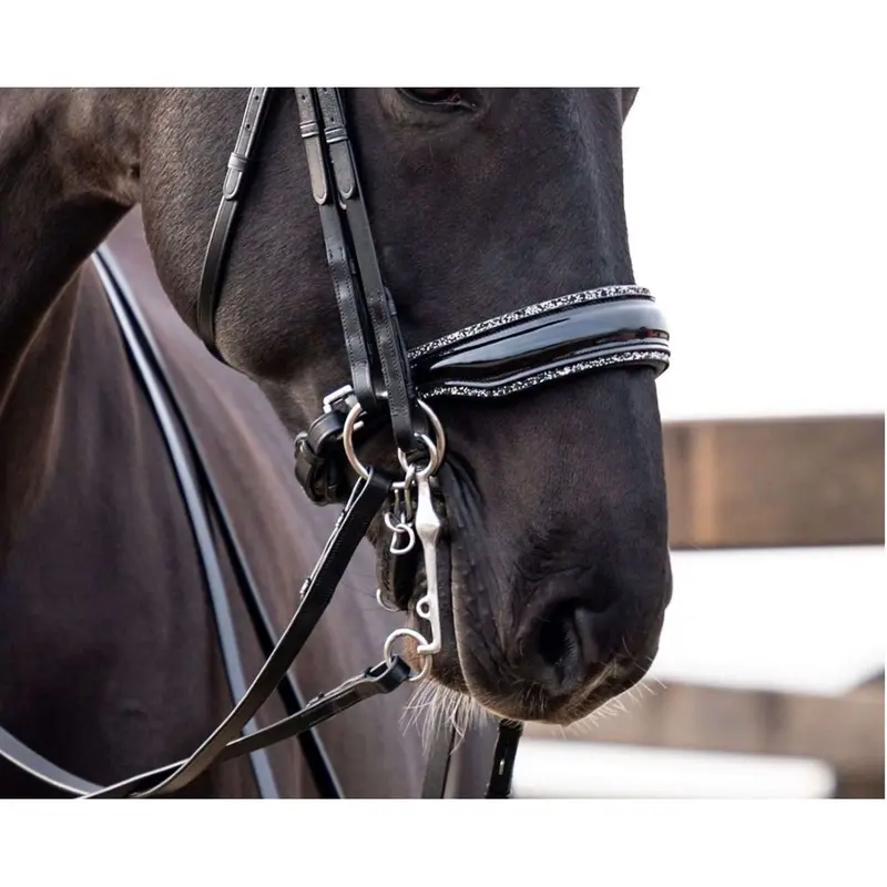 Hb Showtime Anatomical Noseband With Rocky Glitter Trim – Black 1