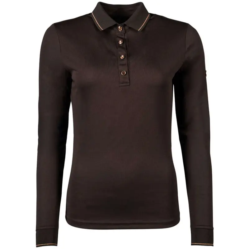 Hkm Rosegold Glamour Long-Sleeve Polo Shirt In Brown And Rose Gold 1