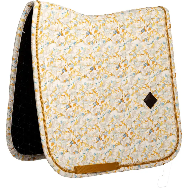 Kentucky Dressage Saddle Pad – Velvet Spring Leaves Whispers, Brown & White 1
