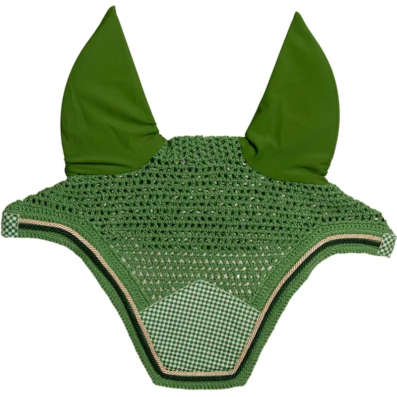 Kentucky Wellington Ear Net – Velvet Chess Pattern, Green 1