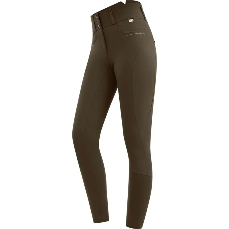 Mathilda Glam High-Waist Riding Breeches In Green And Brown 1