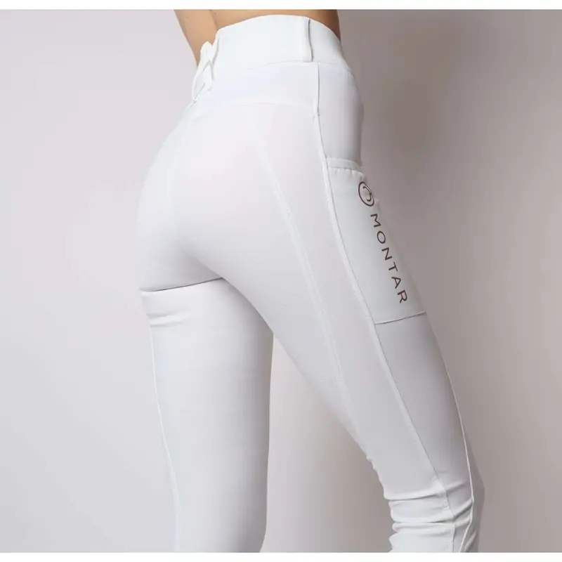 Montar Rosegold Logo Riding Tights – Junior, White 1