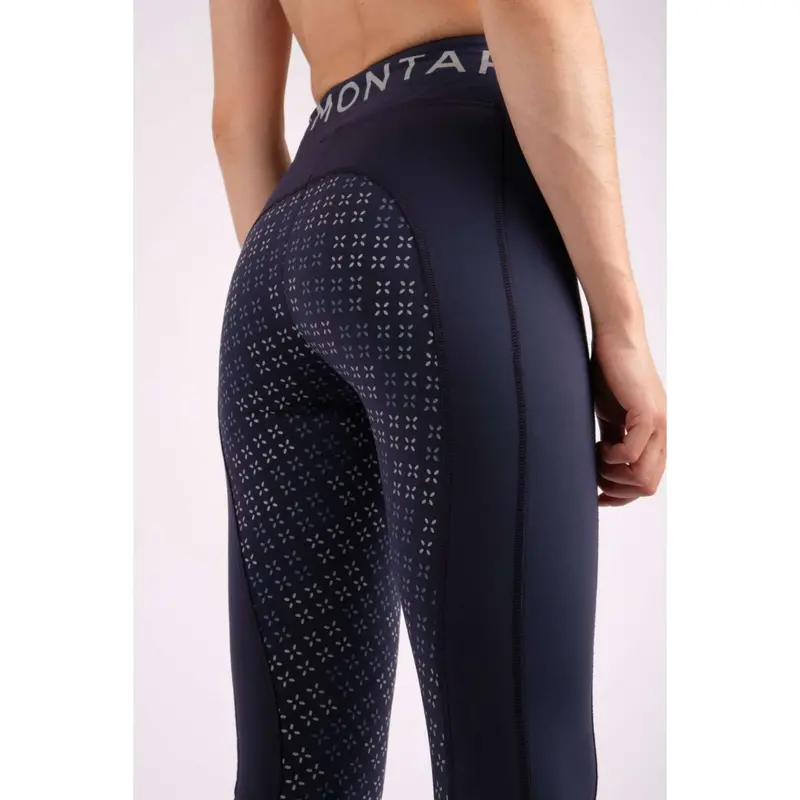 Montar Selena Pull-On Riding Leggings – Junior Size, Navy Full-Grip Seat 1