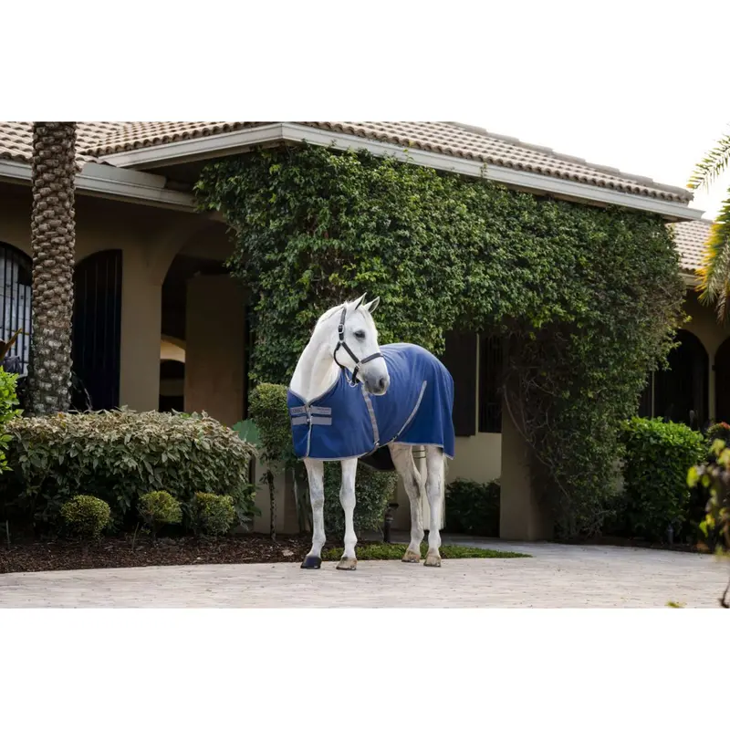 Rambo Stable Sheet In Navy With Thunderstorm Grey And Silver Accents 1
