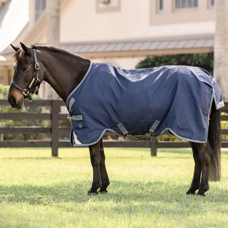 Rhino Pony Turnout Rug – 250G Varilayer, Navy/Titanium Grey/Classic Blue 1