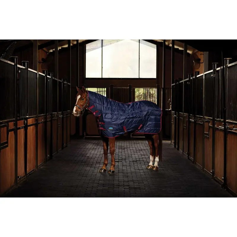 Weatherbeeta Comfitec 210D Channel Quilt Stable Sheet – Combo Neck, 220G Fill, Navy/Burgundy 1