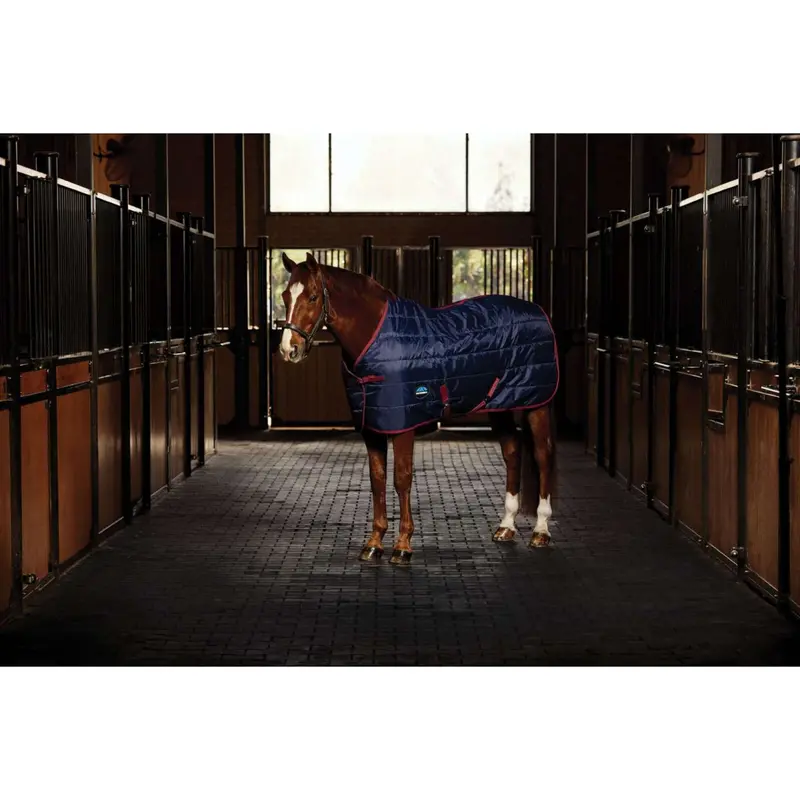 Weatherbeeta Comfitec Staldeken – 210D Channel-Quilted Stable Blanket, 220G, Navy & Burgundy 1
