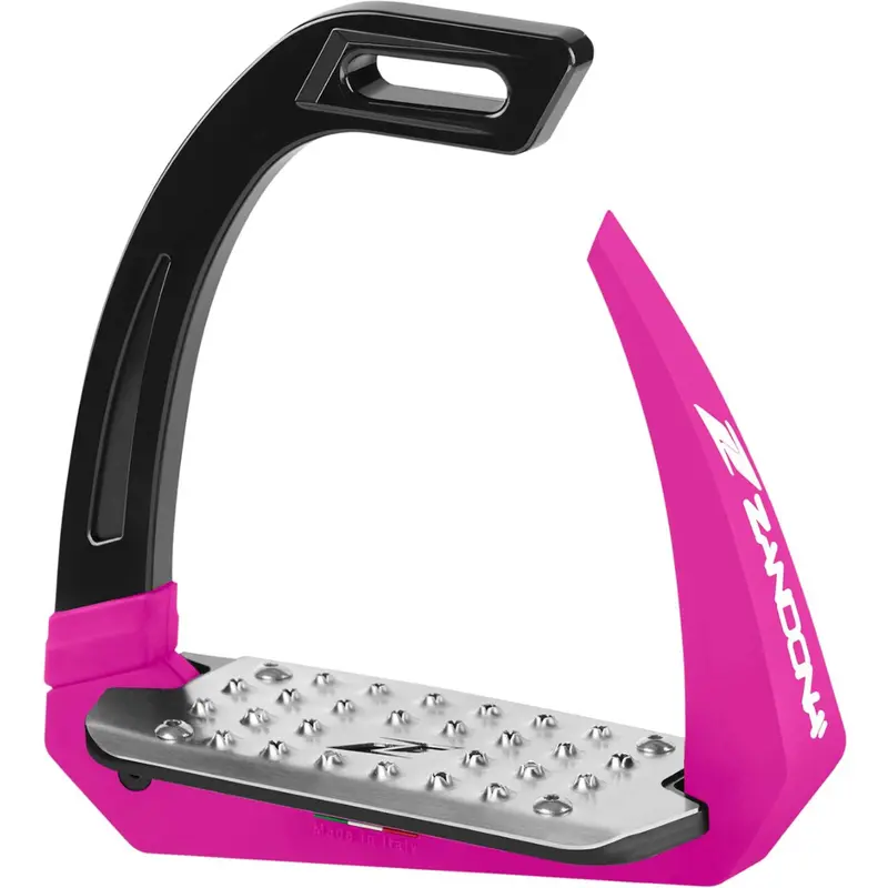 Zandona Omnia Safety Stirrups – Black & Fuchsia 1